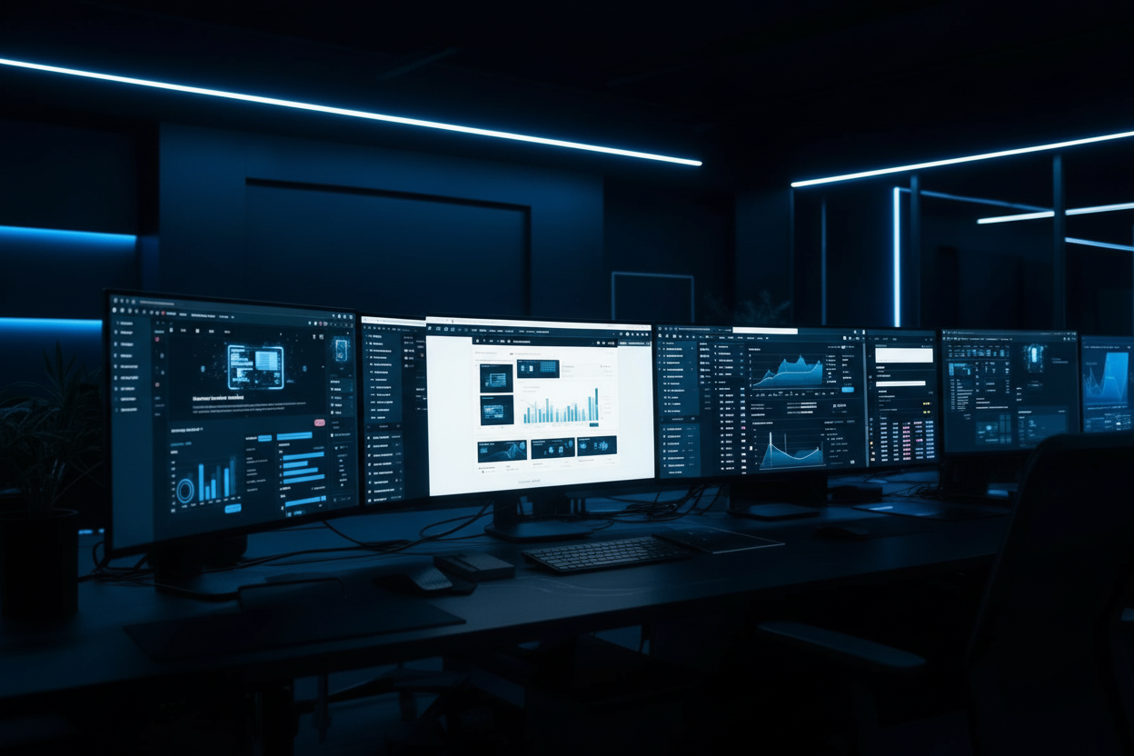 Modern digital marketing workspace